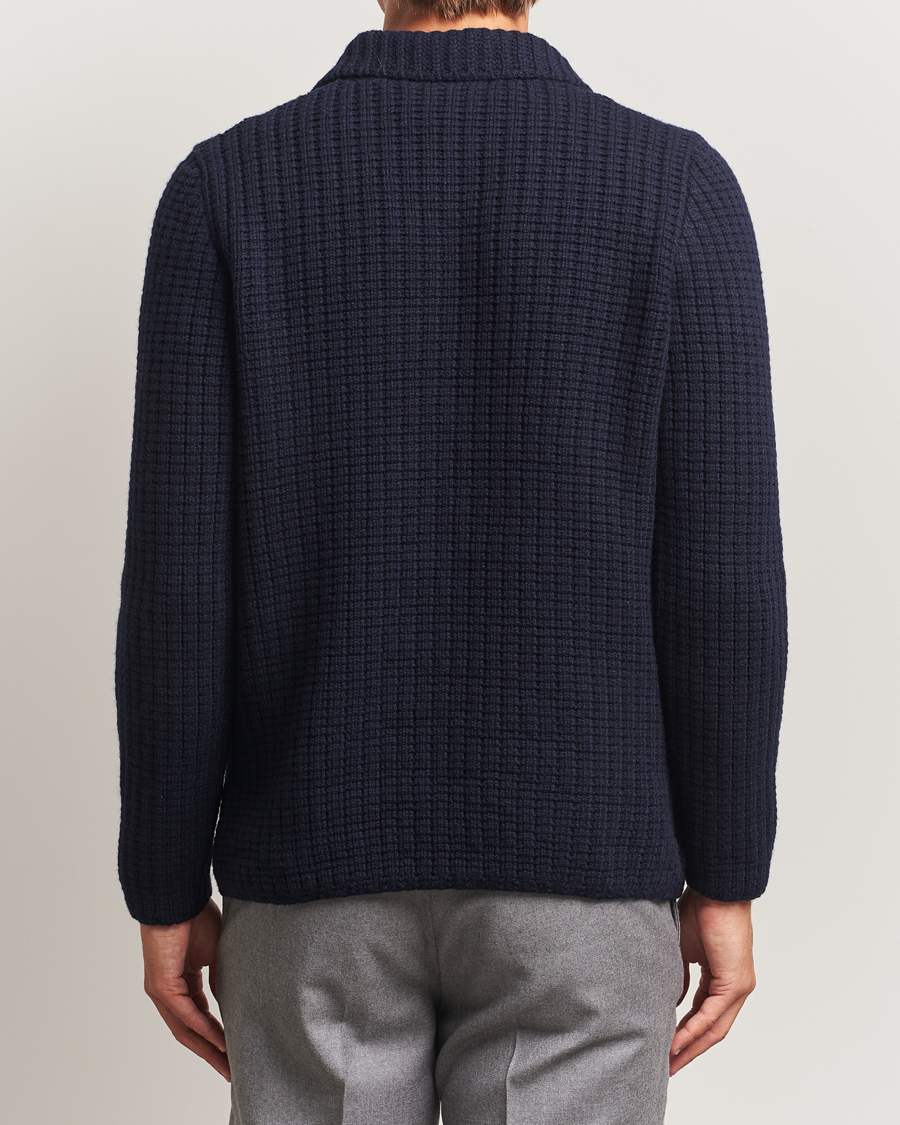Men | Sweaters & Knitwear | Gran Sasso | Heavy Knitted Wool Cardigan Navy