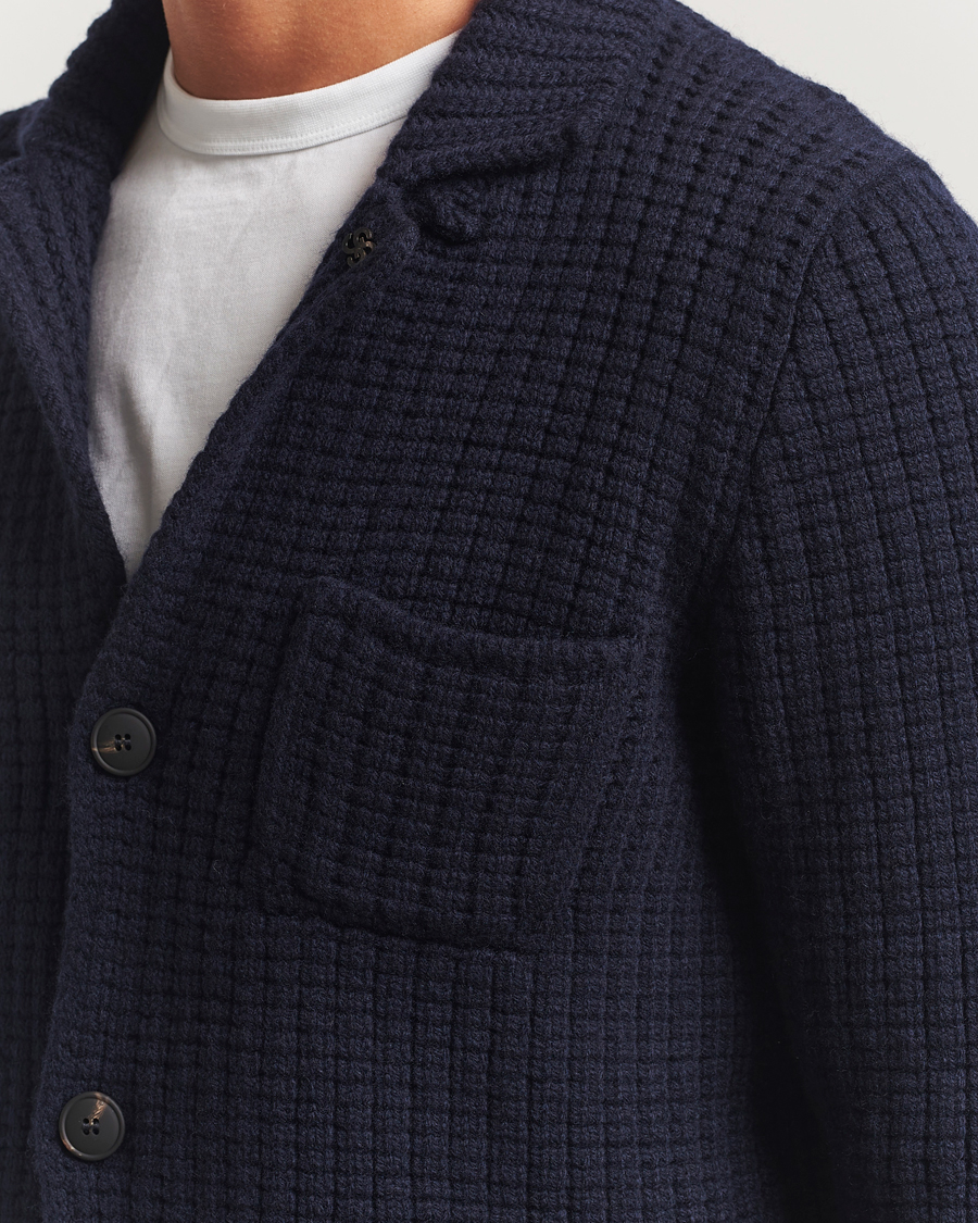 Gran Sasso Heavy Knitted Wool Cardigan Navy at CareOfCarl.com