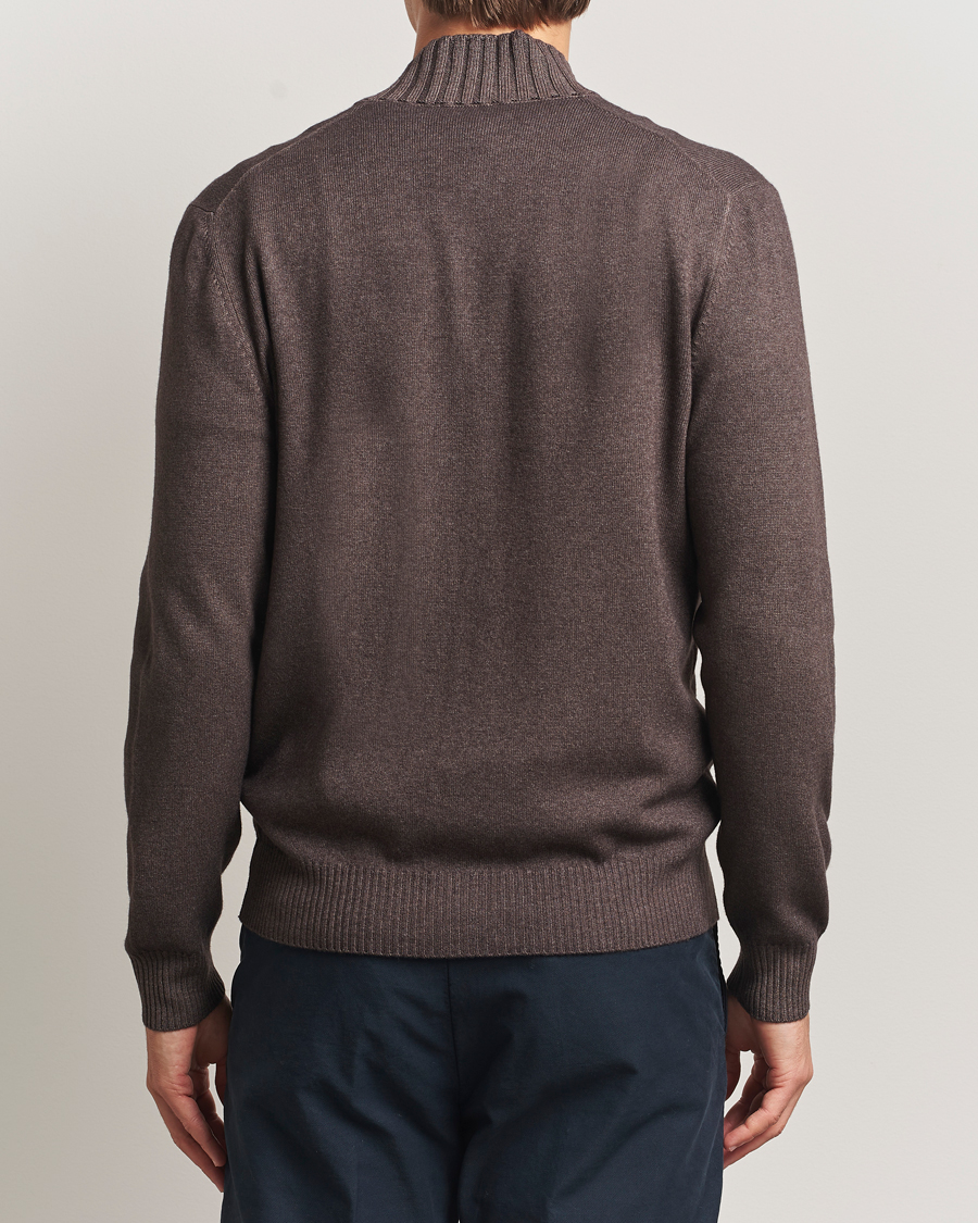 Gran Sasso Wool/Cashmere Washed Full Zip Brown Melange at