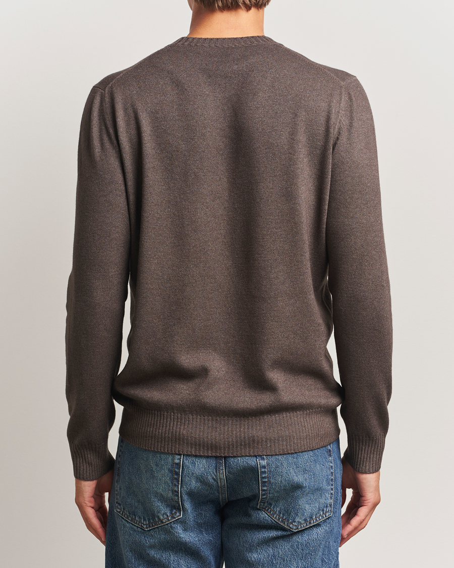 Men | Sweaters & Knitwear | Gran Sasso | Wool/Cashmere Washed Crew Neck Brown Melange