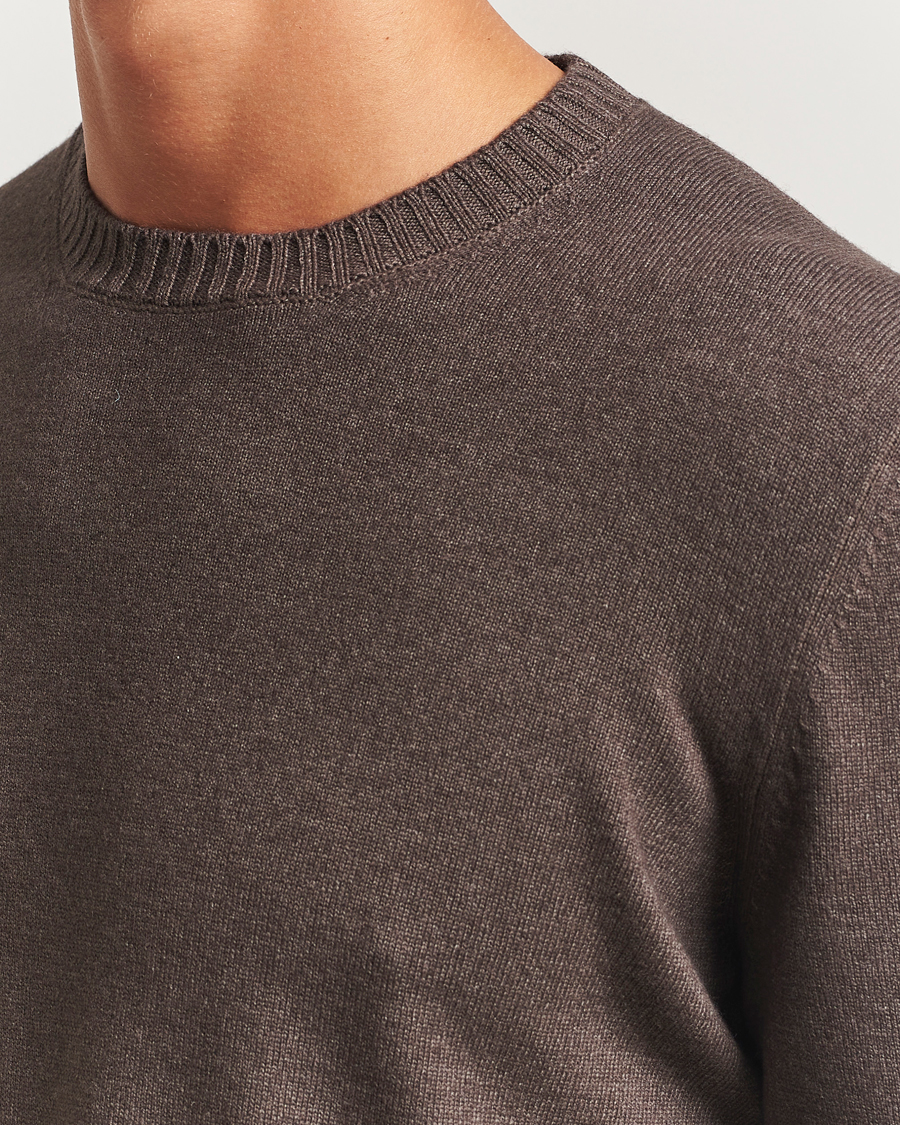 Men | Sweaters & Knitwear | Gran Sasso | Wool/Cashmere Washed Crew Neck Brown Melange