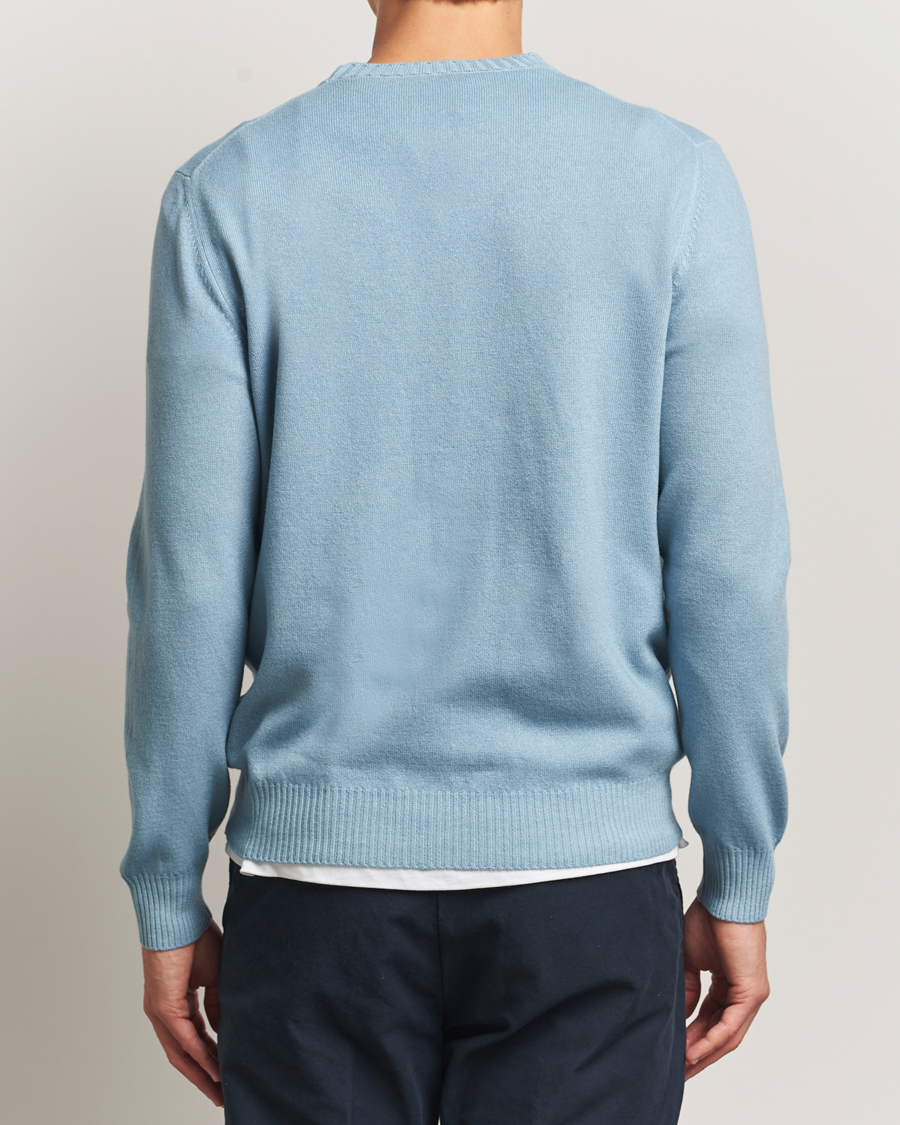 Men | Sweaters & Knitwear | Gran Sasso | Wool/Cashmere Washed Crew Neck Blue Melange