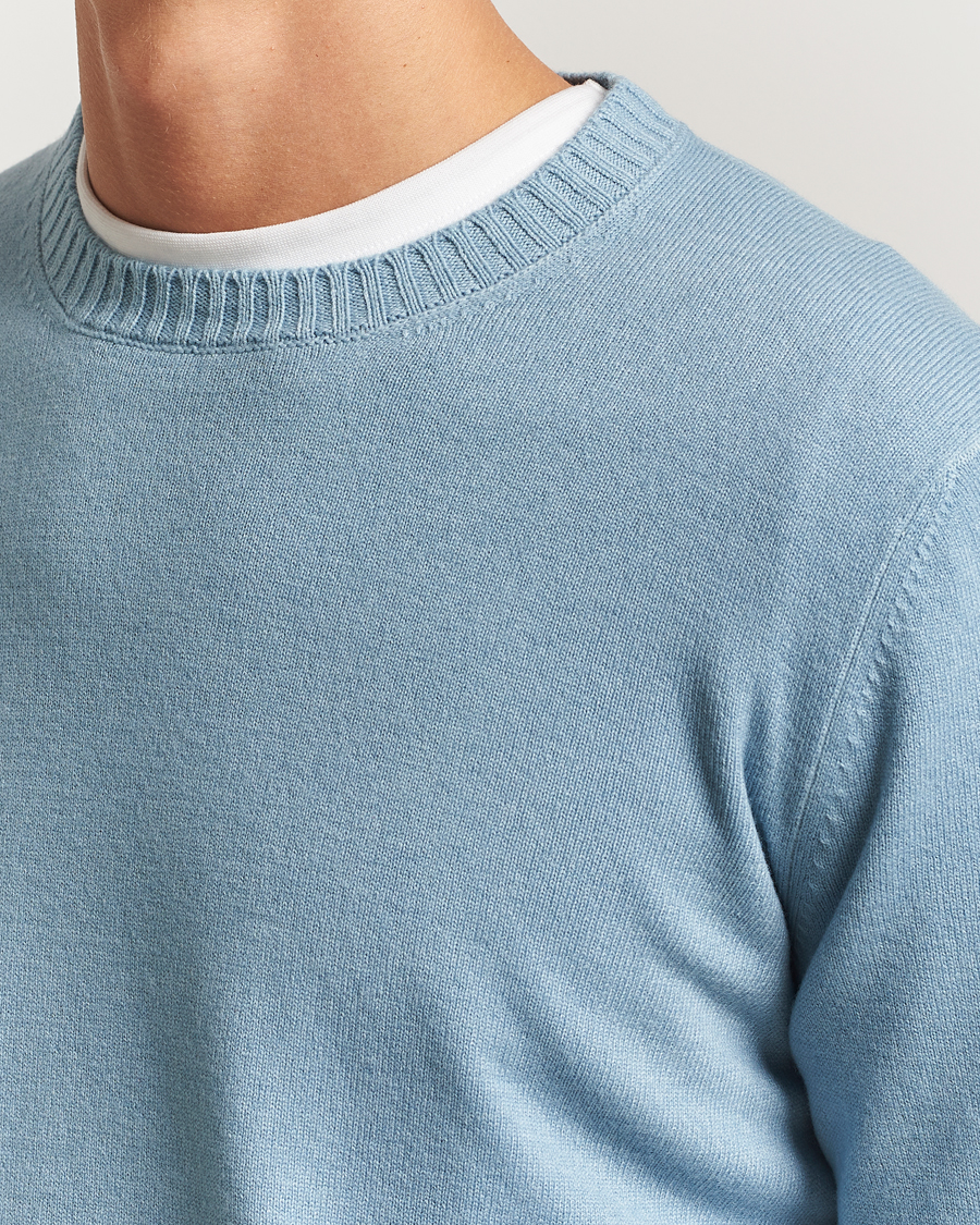Men | Sweaters & Knitwear | Gran Sasso | Wool/Cashmere Washed Crew Neck Blue Melange
