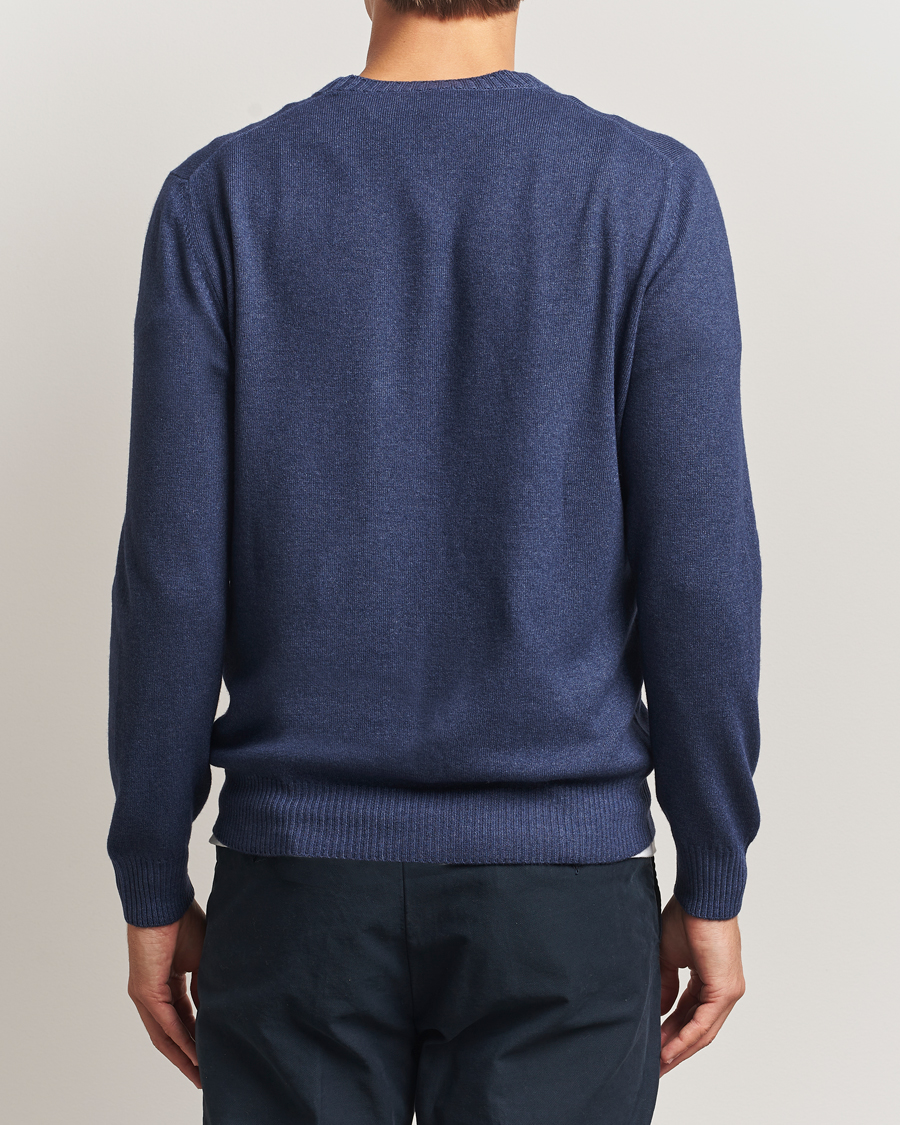 Men | Sweaters & Knitwear | Gran Sasso | Wool/Cashmere Washed Crew Neck Navy Melange