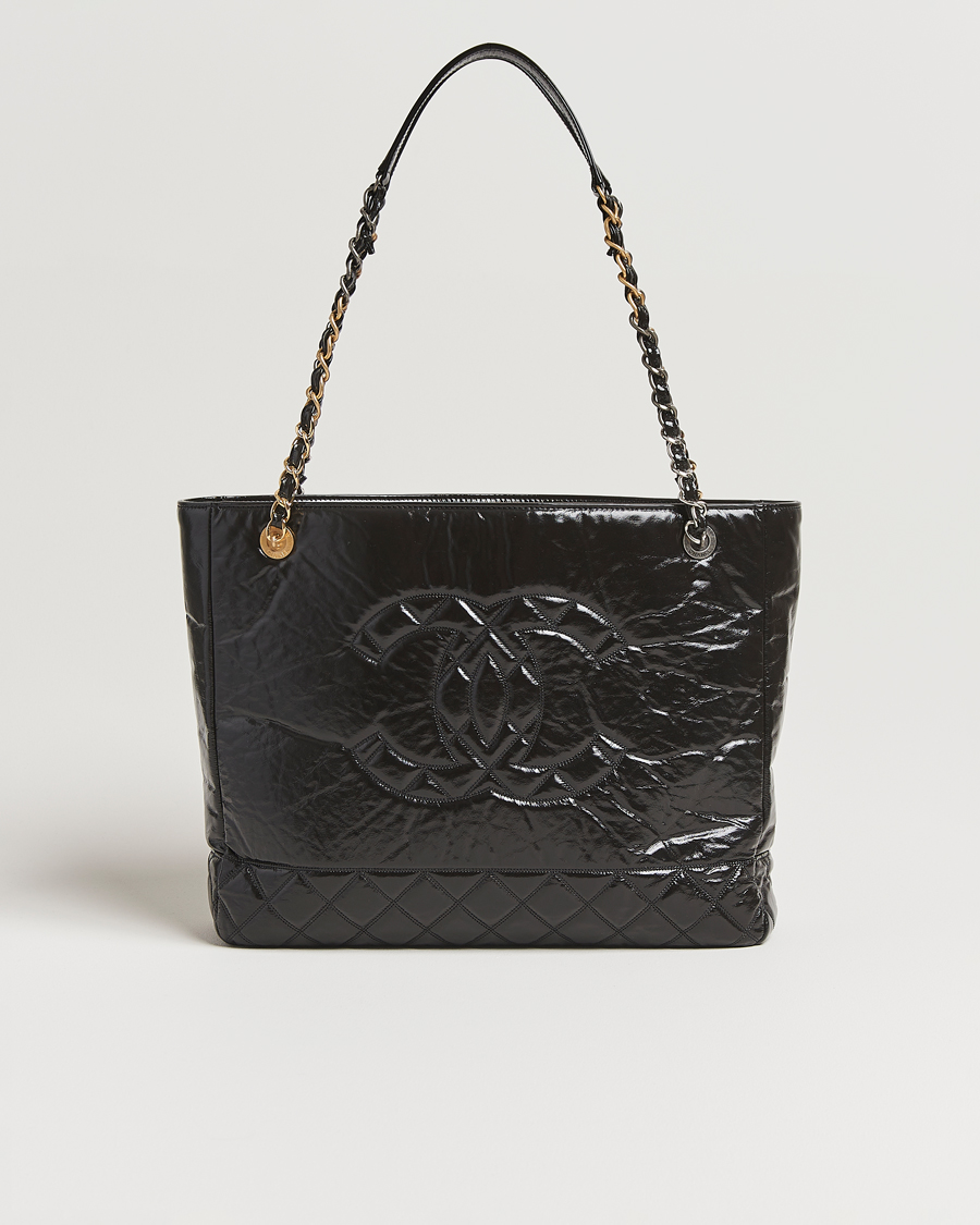 Men | Chanel Pre-Owned Chain Tote Bag Black | Chanel Pre-Owned | Chain Tote Bag Black