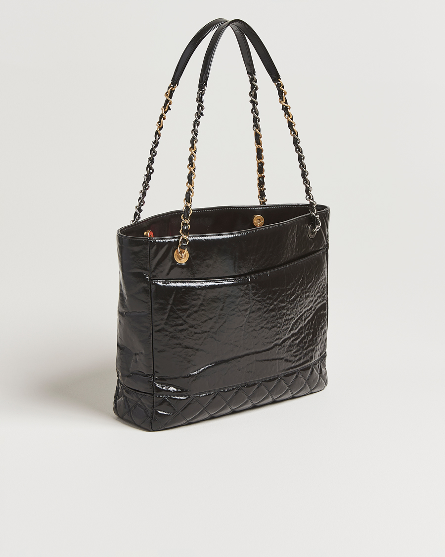 Men | Chanel Pre-Owned Chain Tote Bag Black | Chanel Pre-Owned | Chain Tote Bag Black