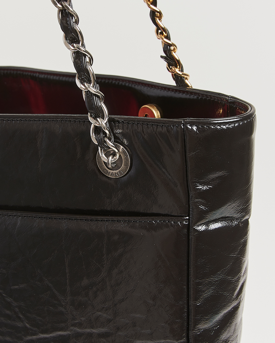 Men | Chanel Pre-Owned Chain Tote Bag Black | Chanel Pre-Owned | Chain Tote Bag Black