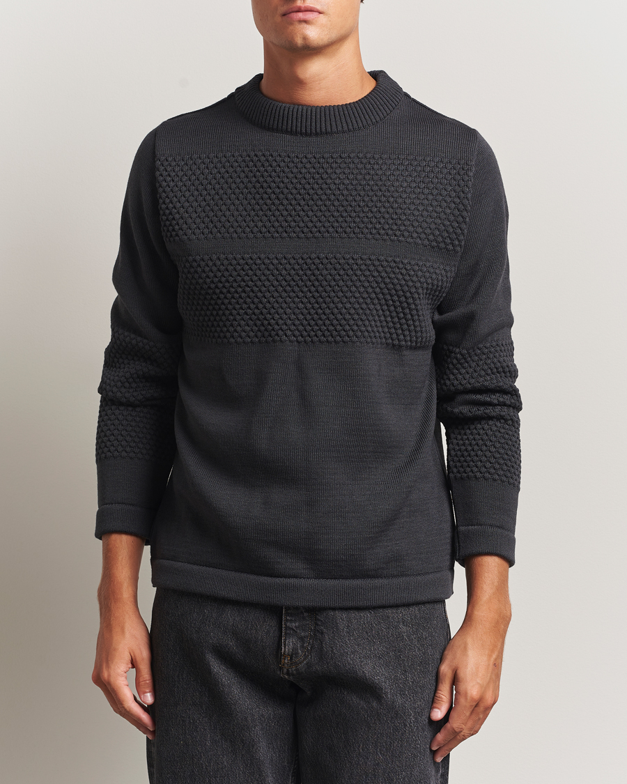 INIS MEAIN / Crew Neck Knit イニッシュマン Inis Meáin Moss Stiched Linen Crew Neck Greyish at