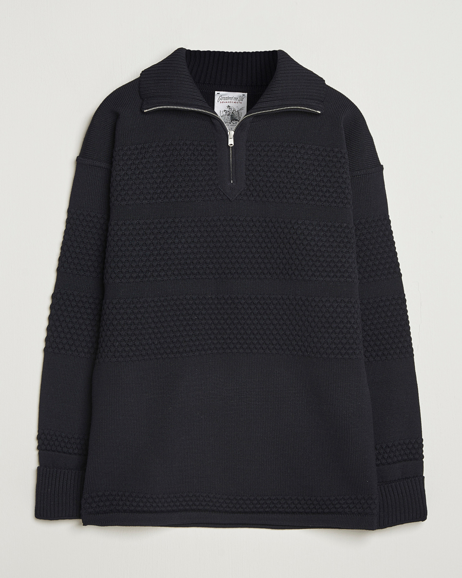 Men | Sweaters & Knitwear | S.N.S. Herning | Fisherman Wool Short Zip Navy