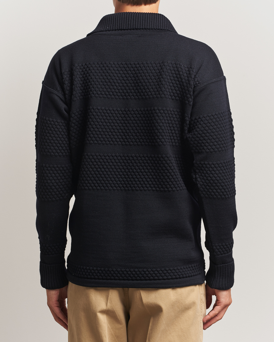 Men | Sweaters & Knitwear | S.N.S. Herning | Fisherman Wool Short Zip Navy