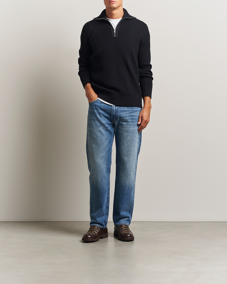 Men | Sweaters & Knitwear | S.N.S. Herning | Fender Wool Half-Zip Navy