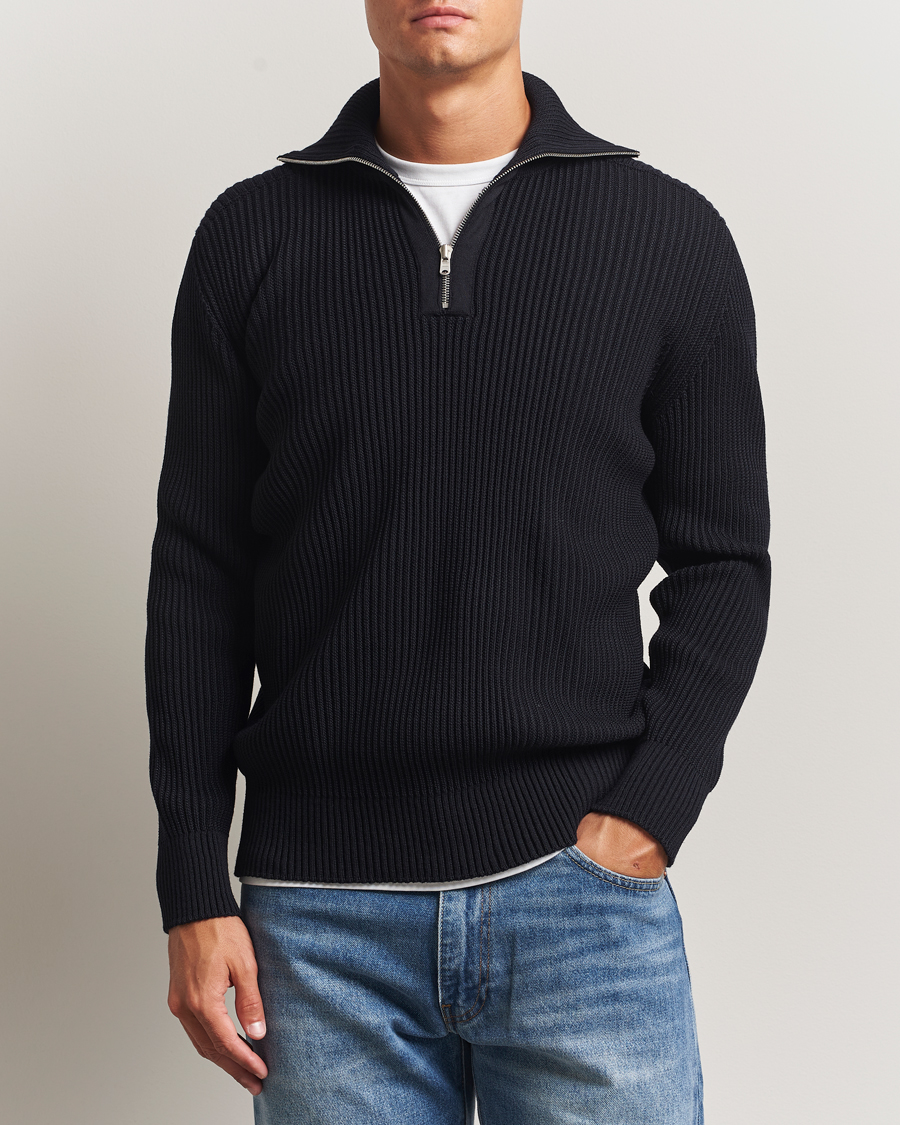Men | Sweaters & Knitwear | S.N.S. Herning | Fender Short Zip Navy Blue