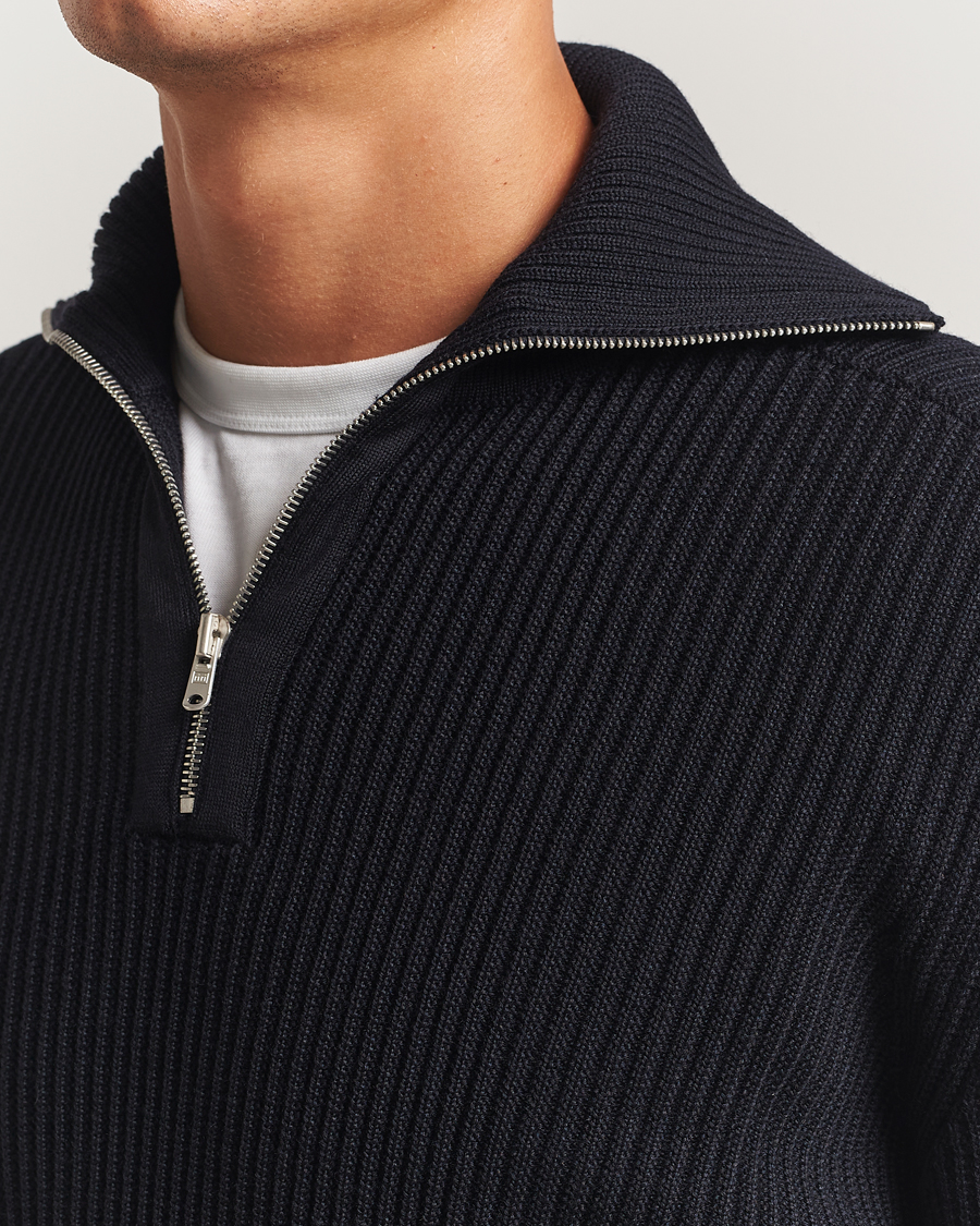 Men | Sweaters & Knitwear | S.N.S. Herning | Fender Short Zip Navy Blue