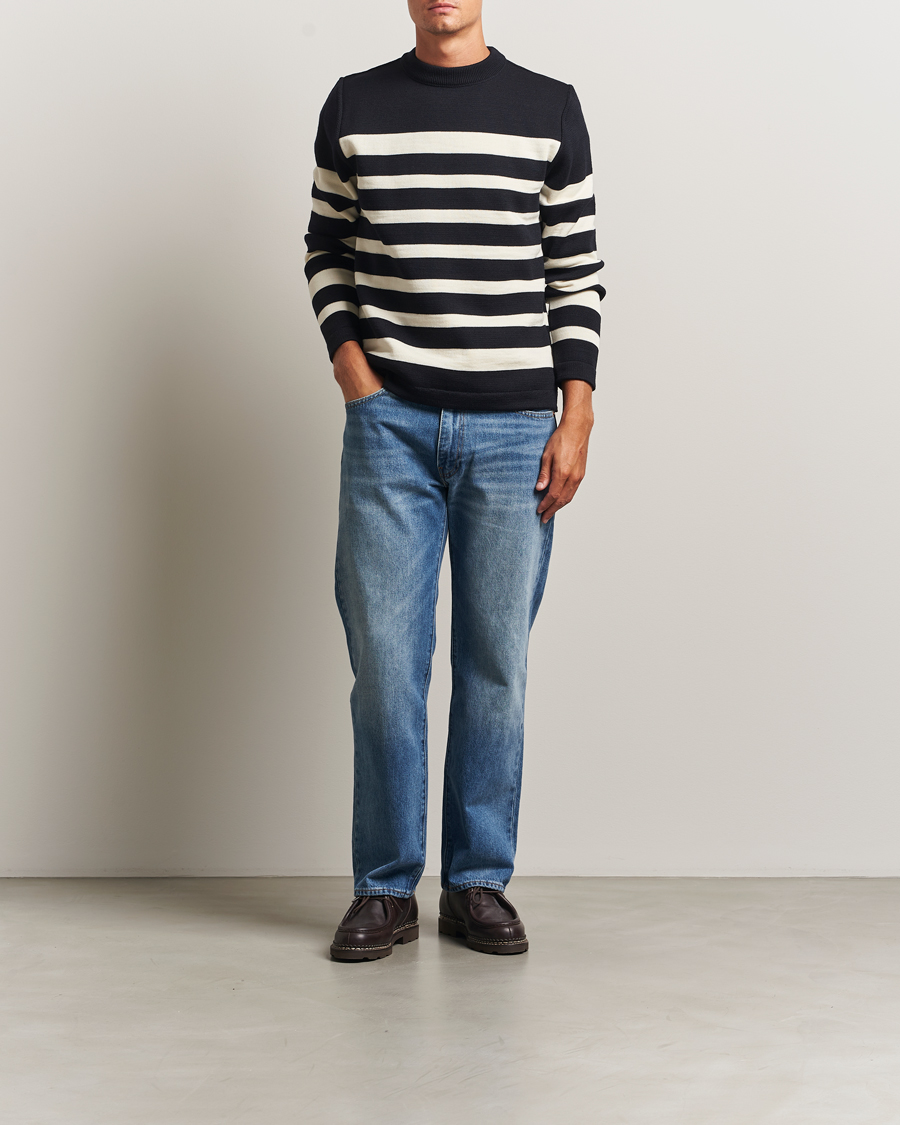 Men | Sweaters & Knitwear | S.N.S. Herning | Given Wool Crew Neck Navy/White