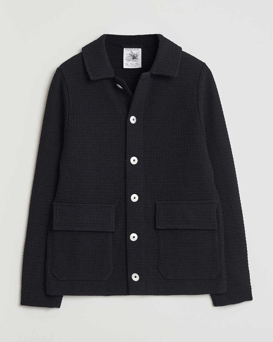Men | Sweaters & Knitwear | S.N.S. Herning | Wool Chore Jacket Navy