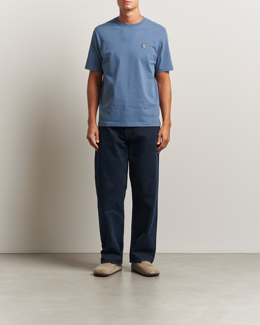 Men | T-Shirts | Maison Kitsuné | Grey Fox Head T-Shirt Seine Blue