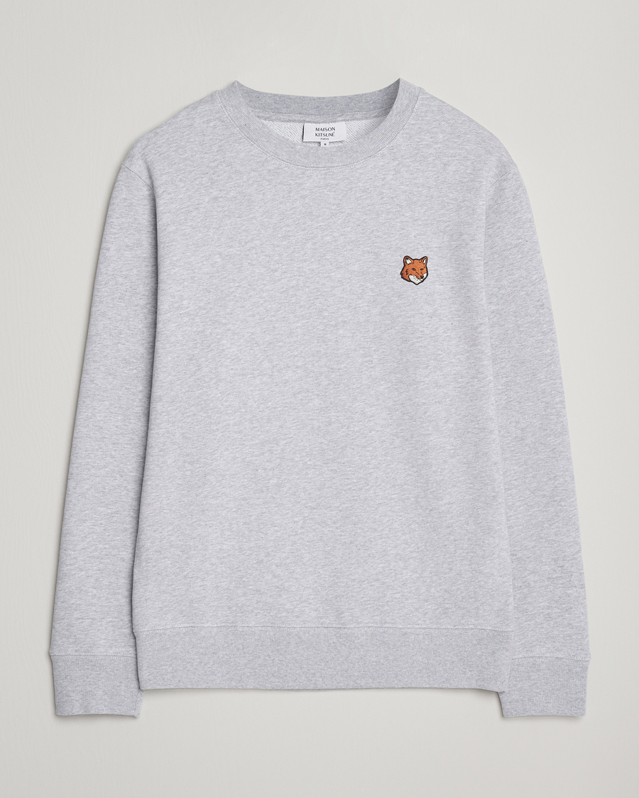 Men | Sweaters & Knitwear | Maison Kitsuné | Fox Head Sweatshirt Light Grey Melange