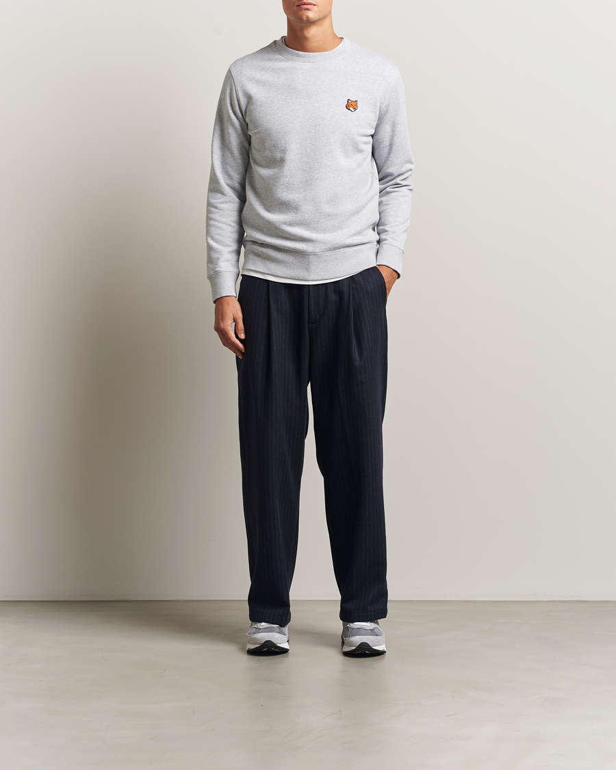 Men | Sweaters & Knitwear | Maison Kitsuné | Fox Head Sweatshirt Light Grey Melange