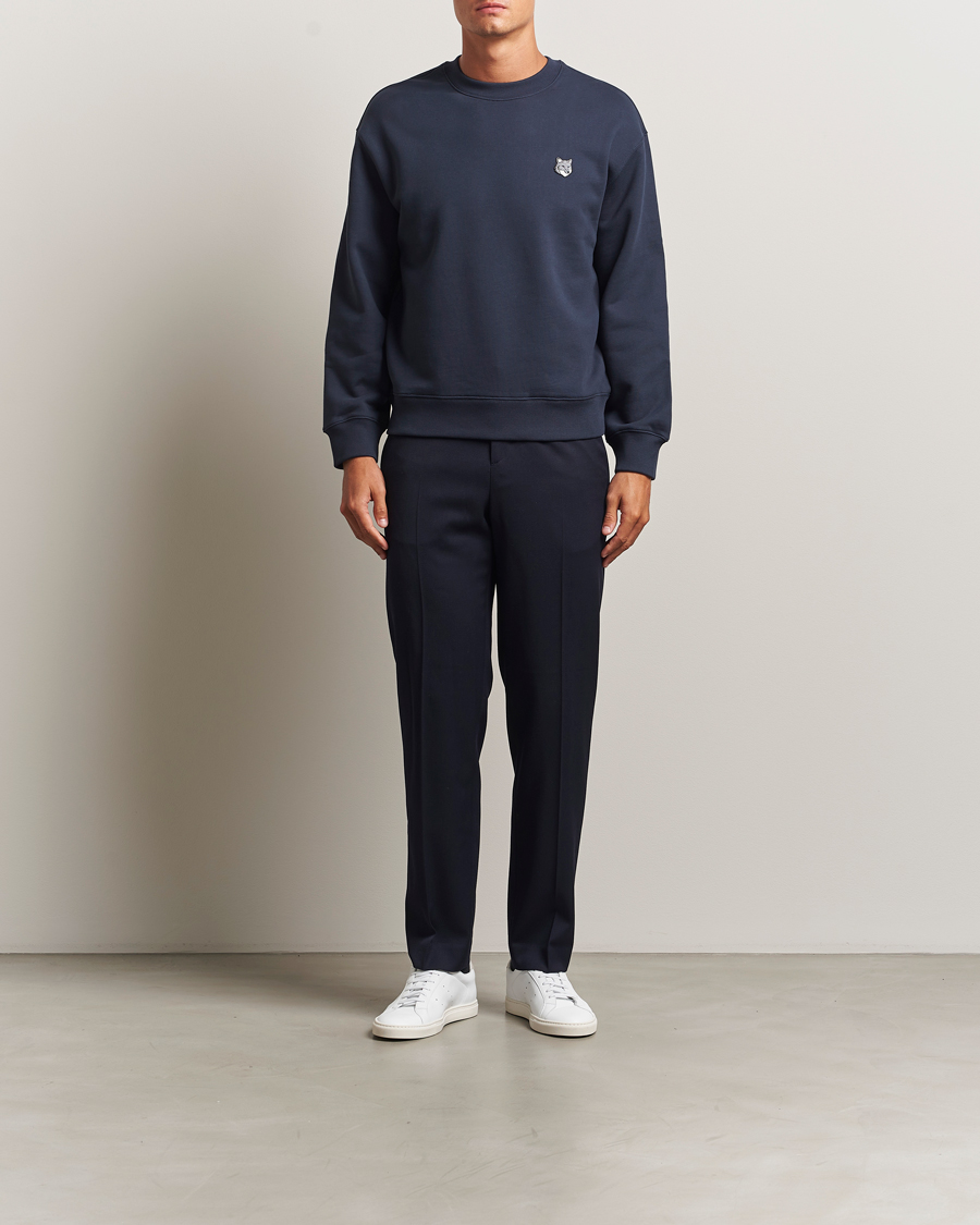 Men | Sweaters & Knitwear | Maison Kitsuné | Grey Fox Head Sweatshirt Classic Navy