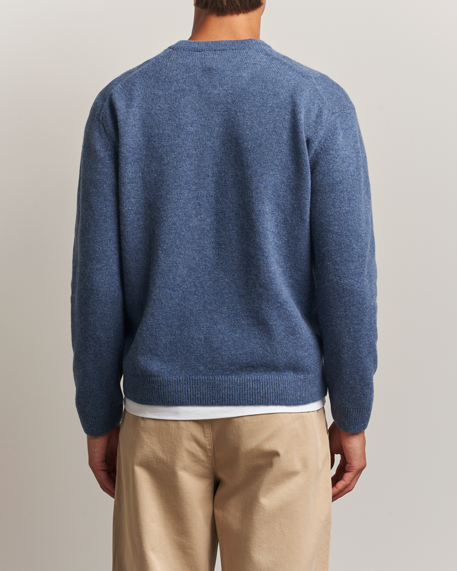 Men | Sweaters & Knitwear | Maison Kitsuné | Grey Fox Head Lambswool Sweater Powder Blue