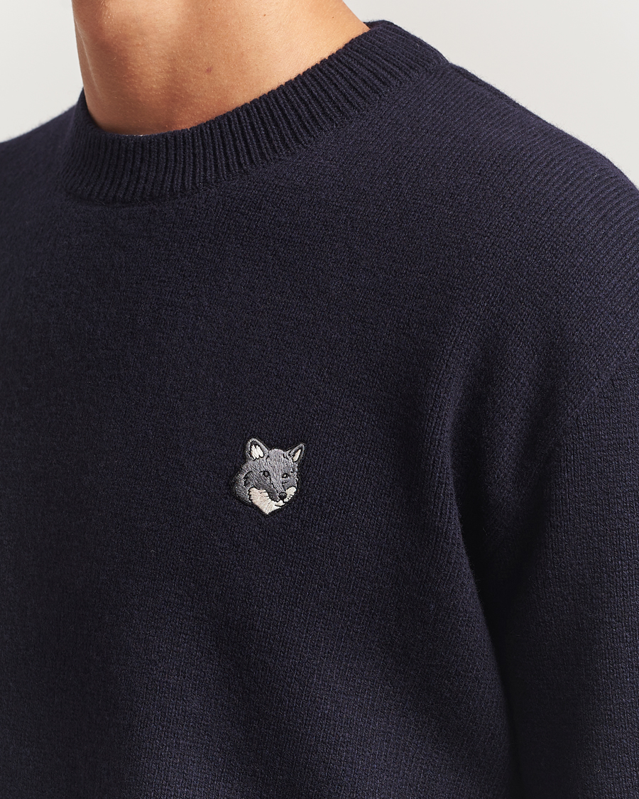 Maison Kitsuné Grey Fox Head Milano Lambswool Sweater Classic Navy
