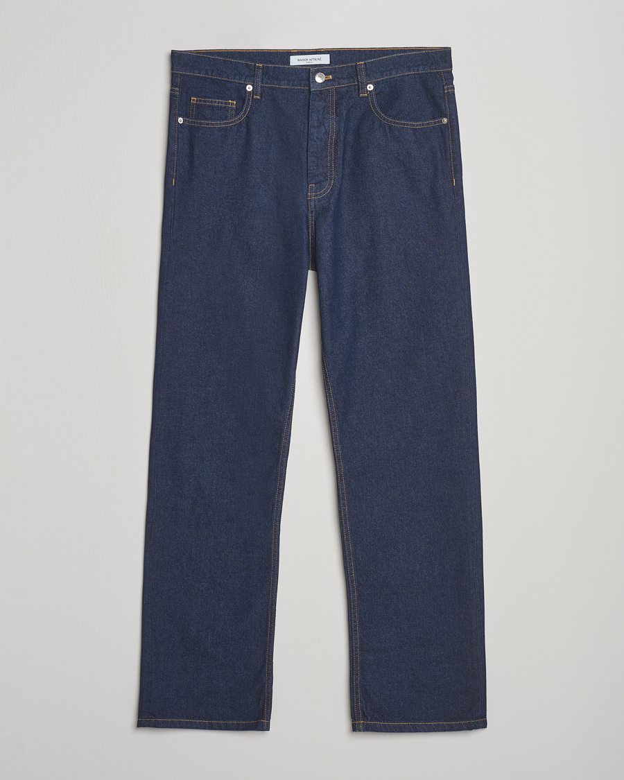 Maison Kitsuné Straight Fit Japanese Denim Jeans Indigo at
