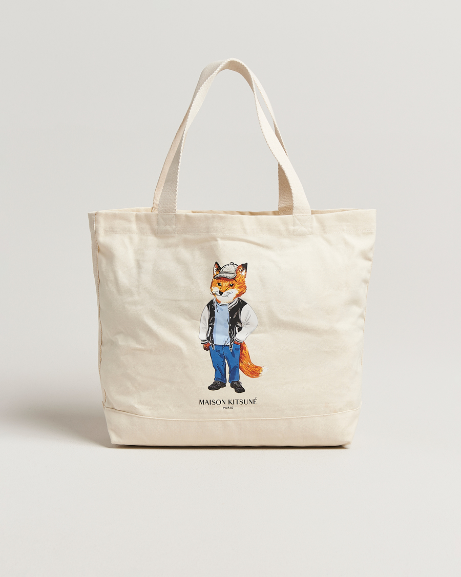 Men | Maison Kitsuné Dressed Fox Tote Bag Ecru | Maison Kitsuné | Dressed Fox Tote Bag Ecru