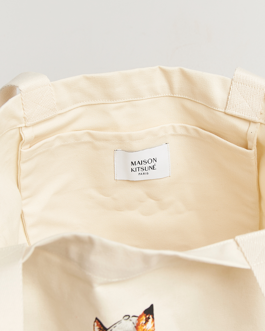 Men | Maison Kitsuné Dressed Fox Tote Bag Ecru | Maison Kitsuné | Dressed Fox Tote Bag Ecru