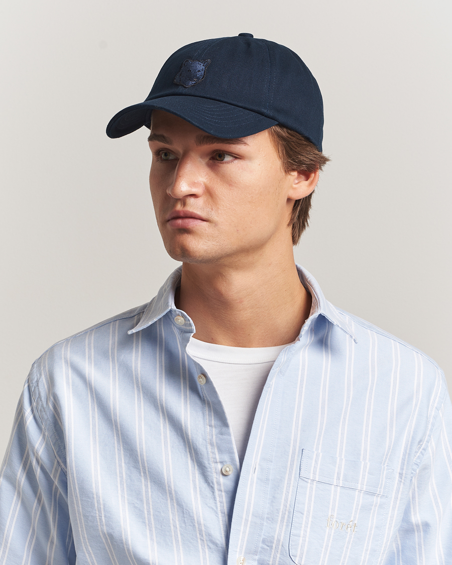Men | Hats & Caps | Maison Kitsuné | Tonal Fox Head Cap Classic Navy