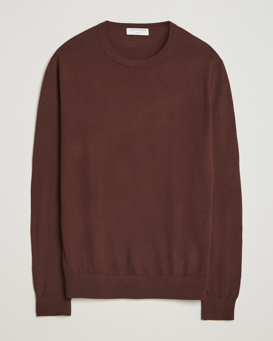 Men | Sweaters & Knitwear | Tiger of Sweden | Connor Extra Fine Merino Crew Neck Pullover Pure Decadence