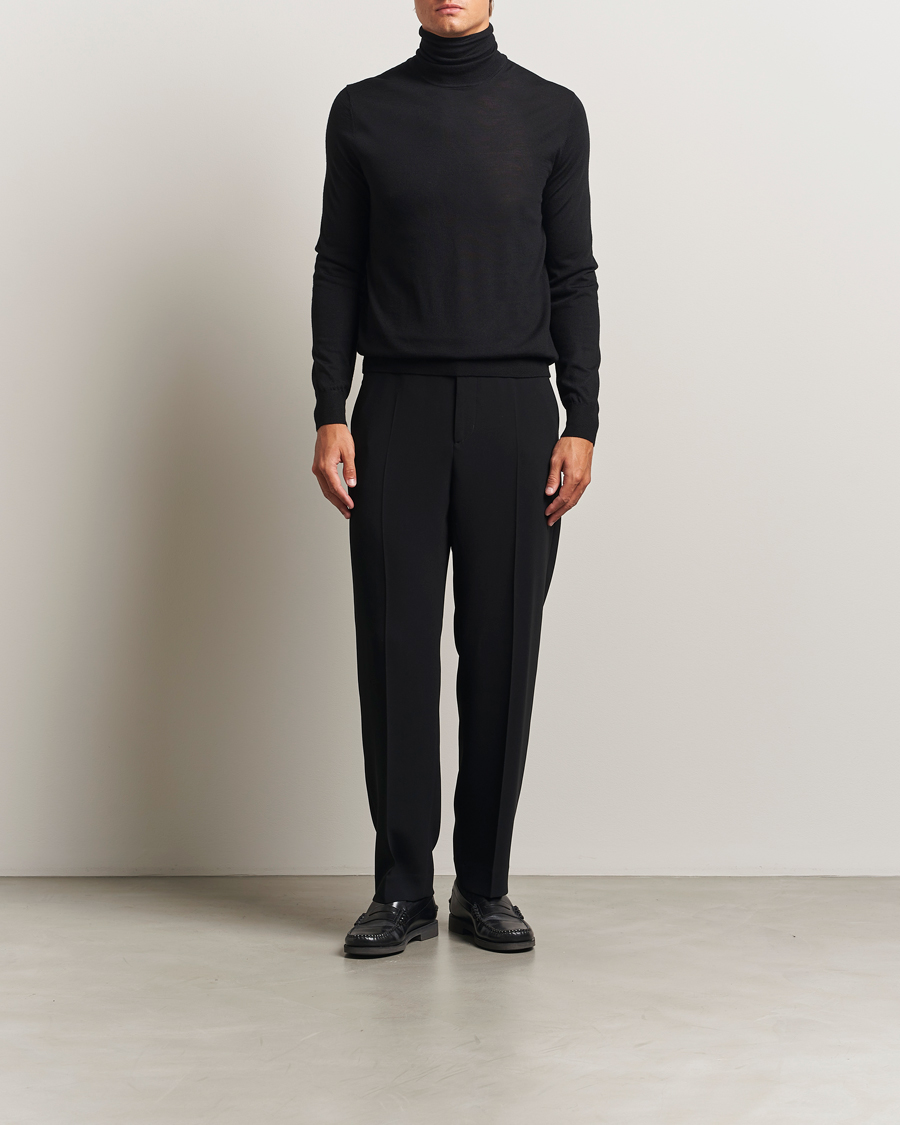 Men | Sweaters & Knitwear | Tiger of Sweden | Nevile Extra Fine Merino Polo Black