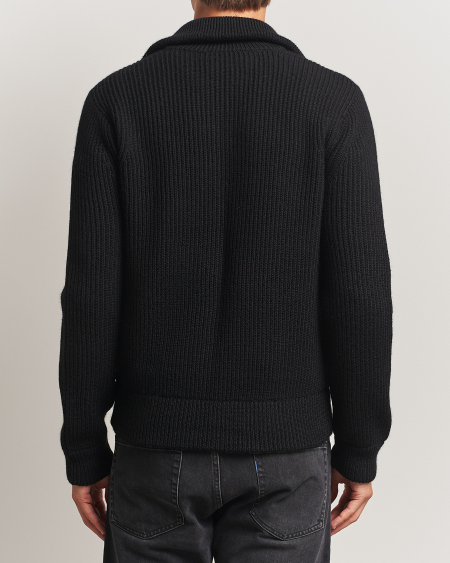 Men | Sweaters & Knitwear | Tiger of Sweden | Niall Heavy Wool Full Zip Black