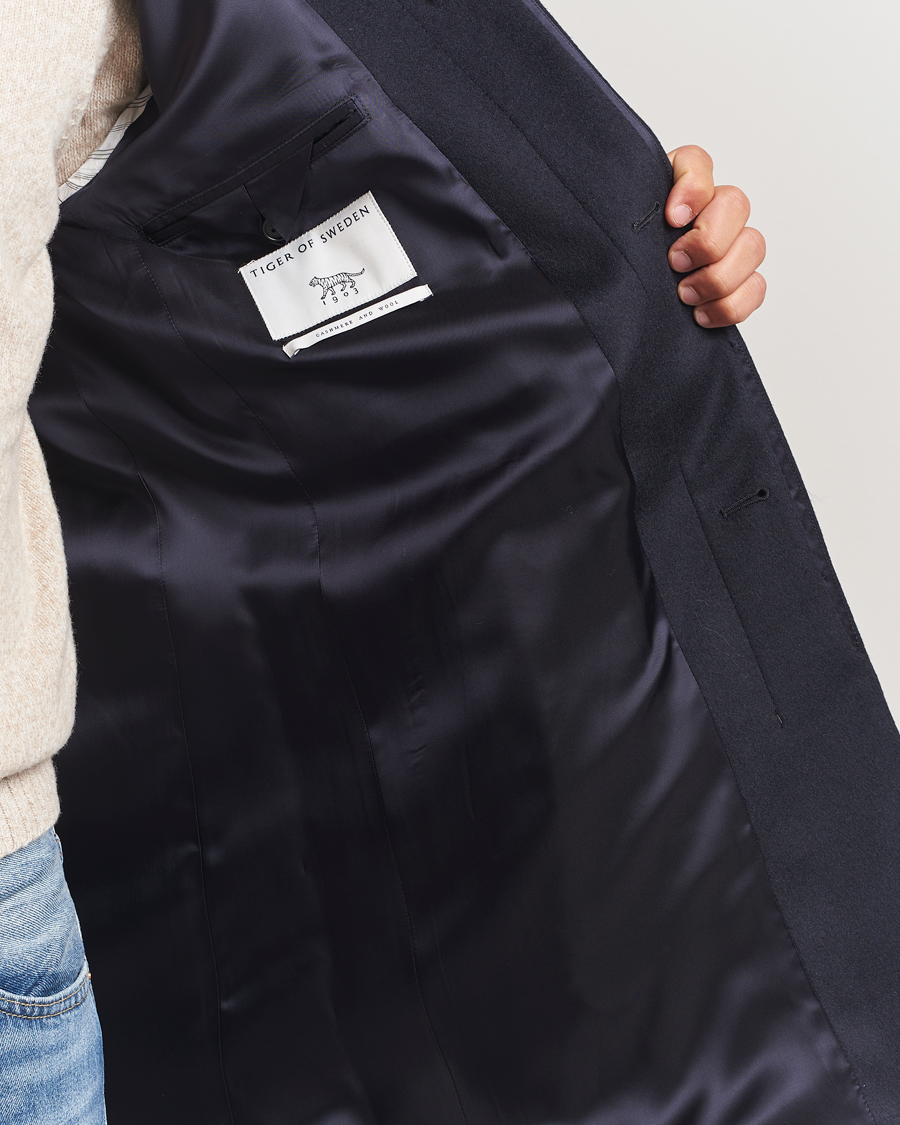 Men | Coats & Jackets | Tiger of Sweden | Aleric Wool/Cashmere Stand Up Coat Light Ink
