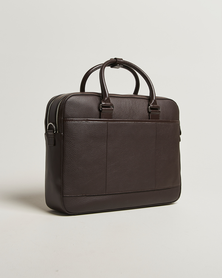 Men | Bags | Tiger of Sweden | Burin Grained Leather Briefcase Dark Brown