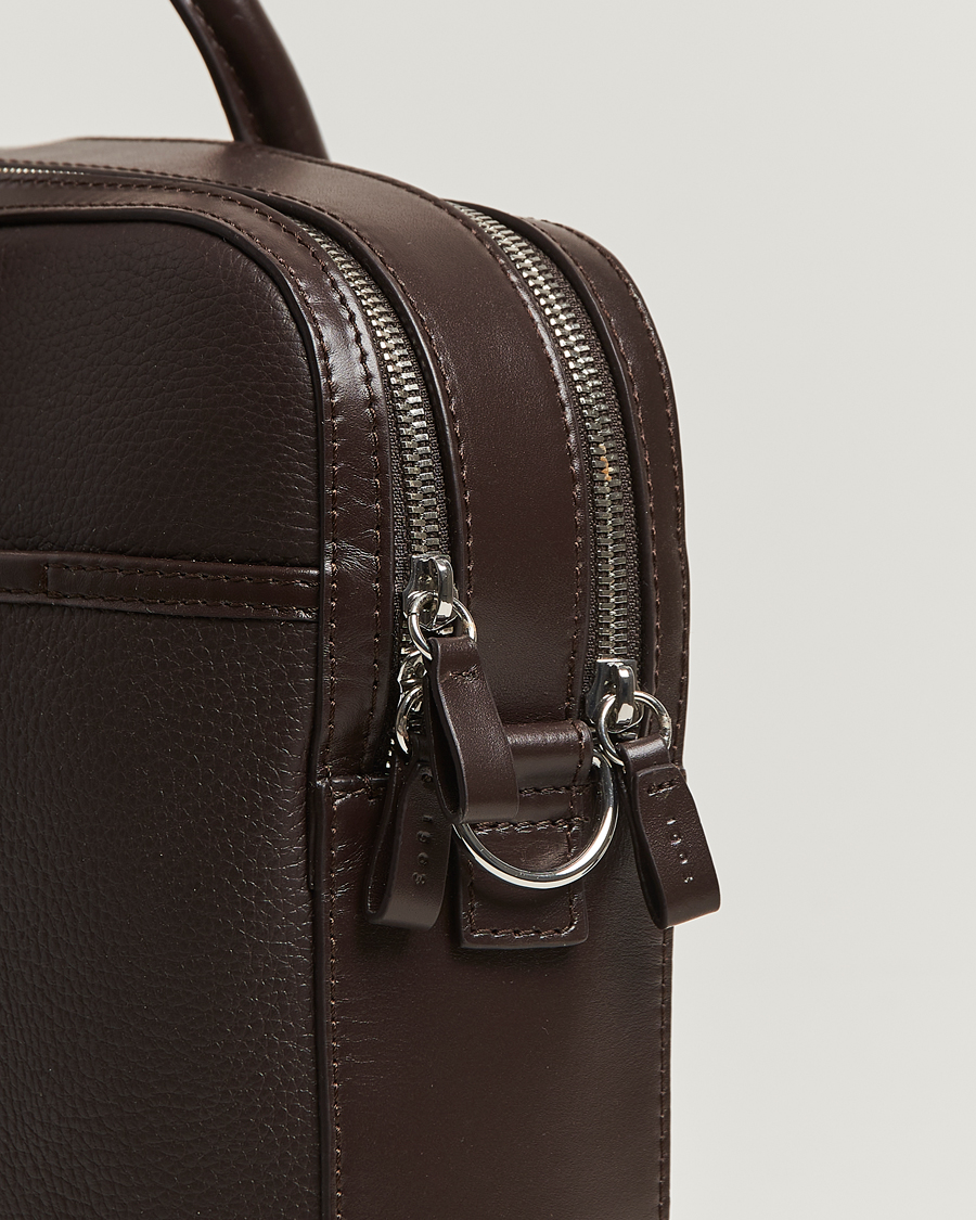 Men | Bags | Tiger of Sweden | Burin Grained Leather Briefcase Dark Brown