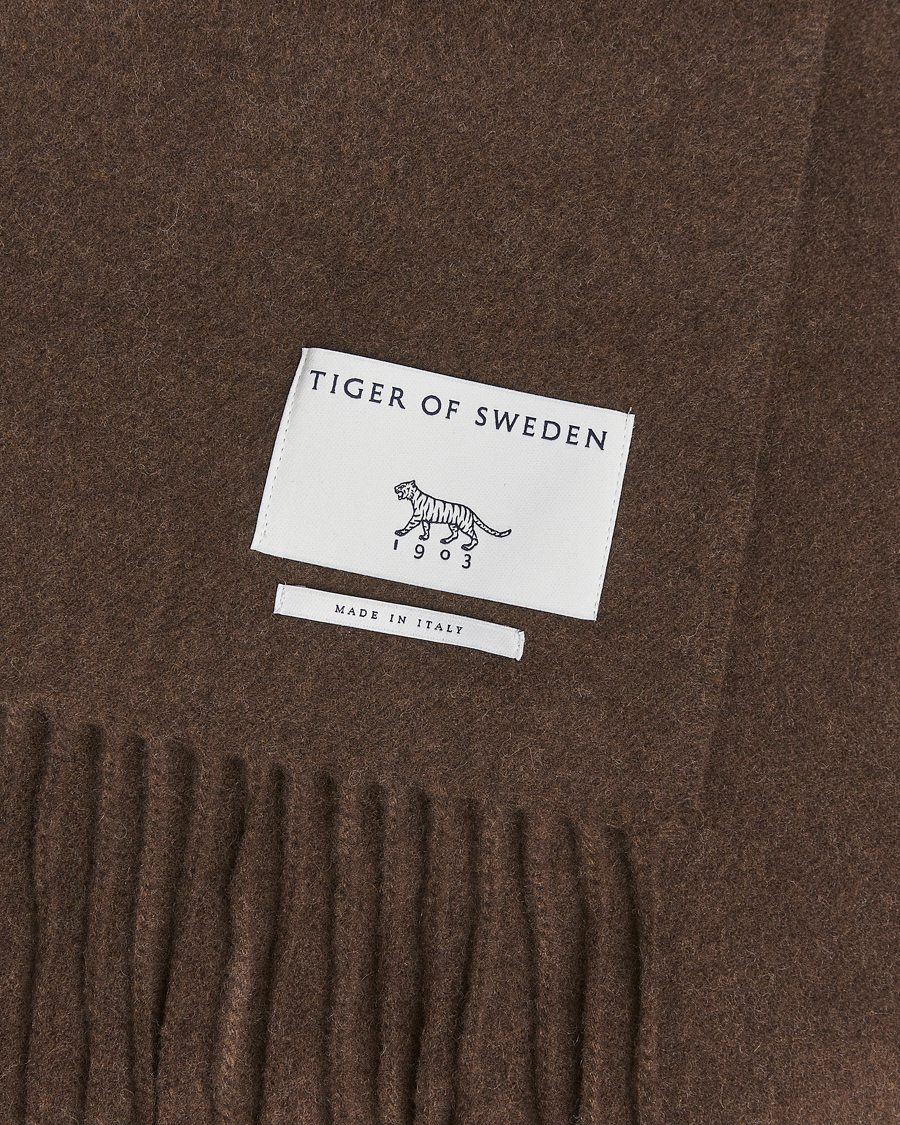 Men | Scarves | Tiger of Sweden | Sylan Wool Scarf Brown Olive