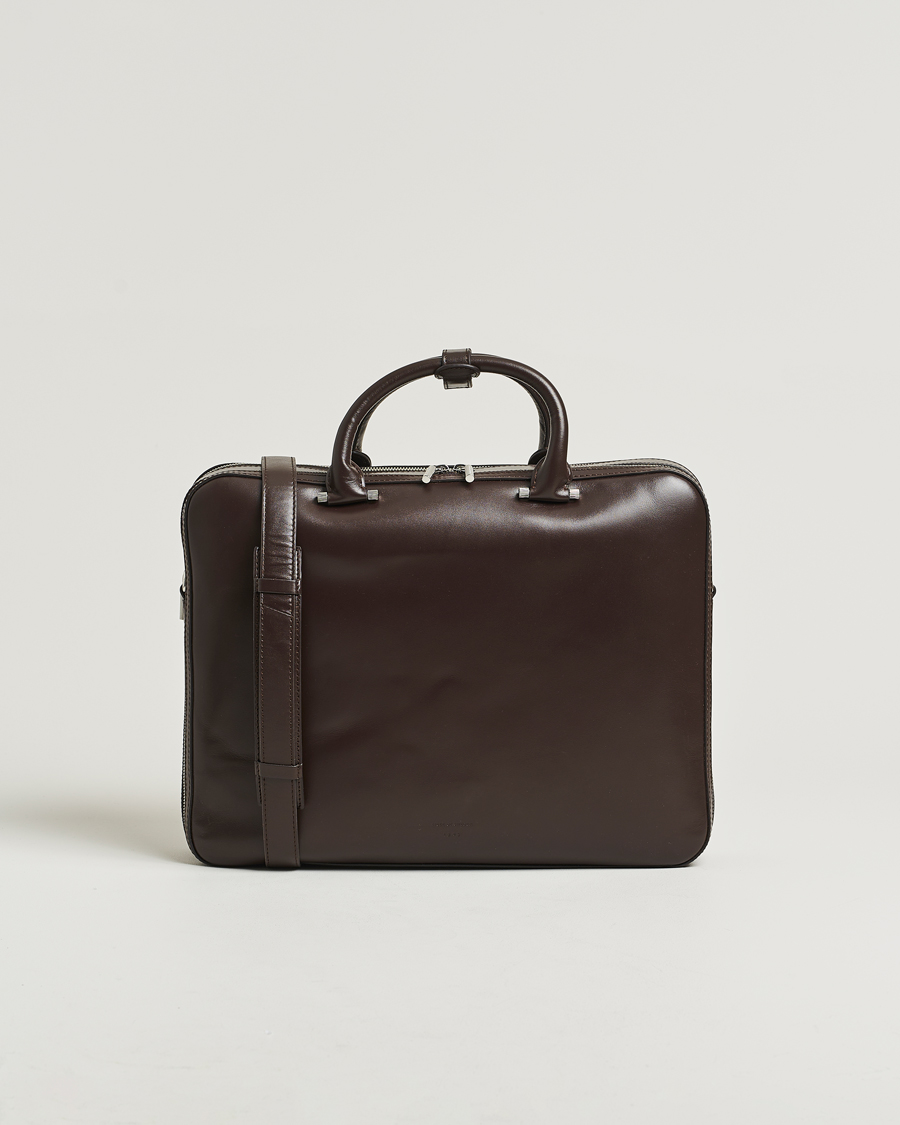 Men | Bags | Tiger of Sweden | Valise Smooth Leather Double Zip Briefcase Dark Brown