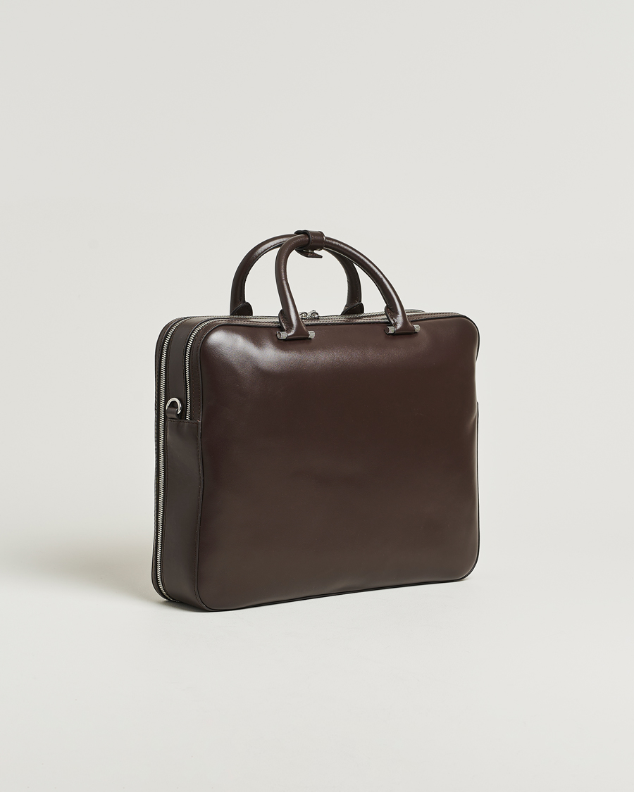 Men | Bags | Tiger of Sweden | Valise Smooth Leather Double Zip Briefcase Dark Brown