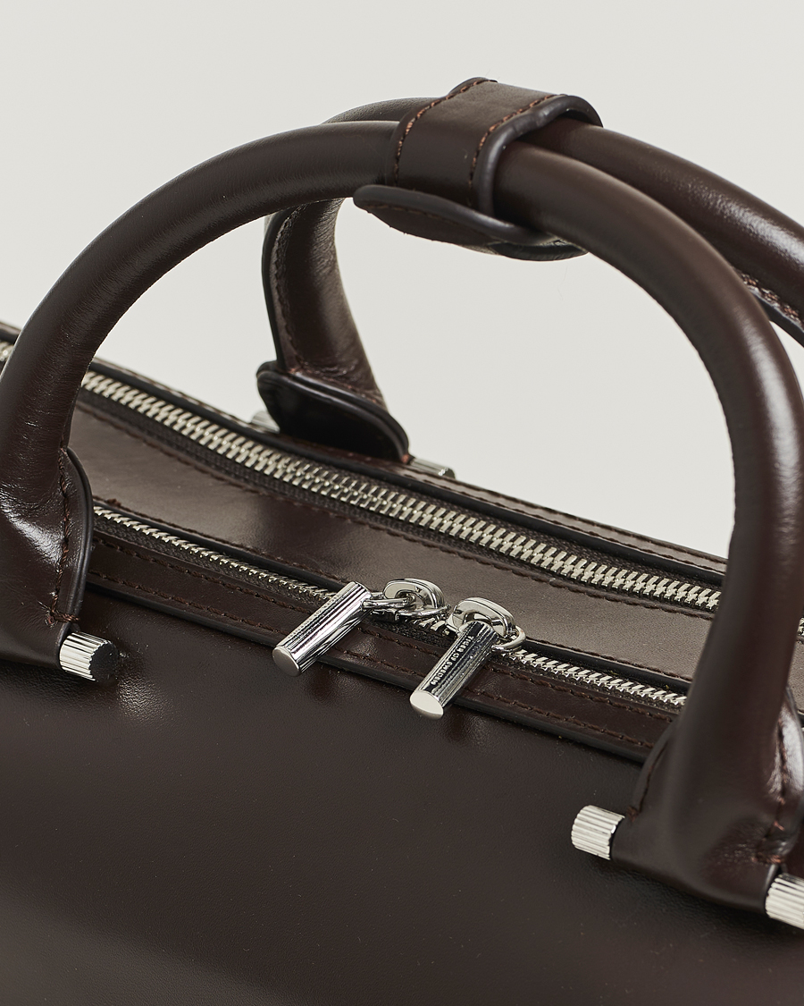 Men | Bags | Tiger of Sweden | Valise Smooth Leather Double Zip Briefcase Dark Brown