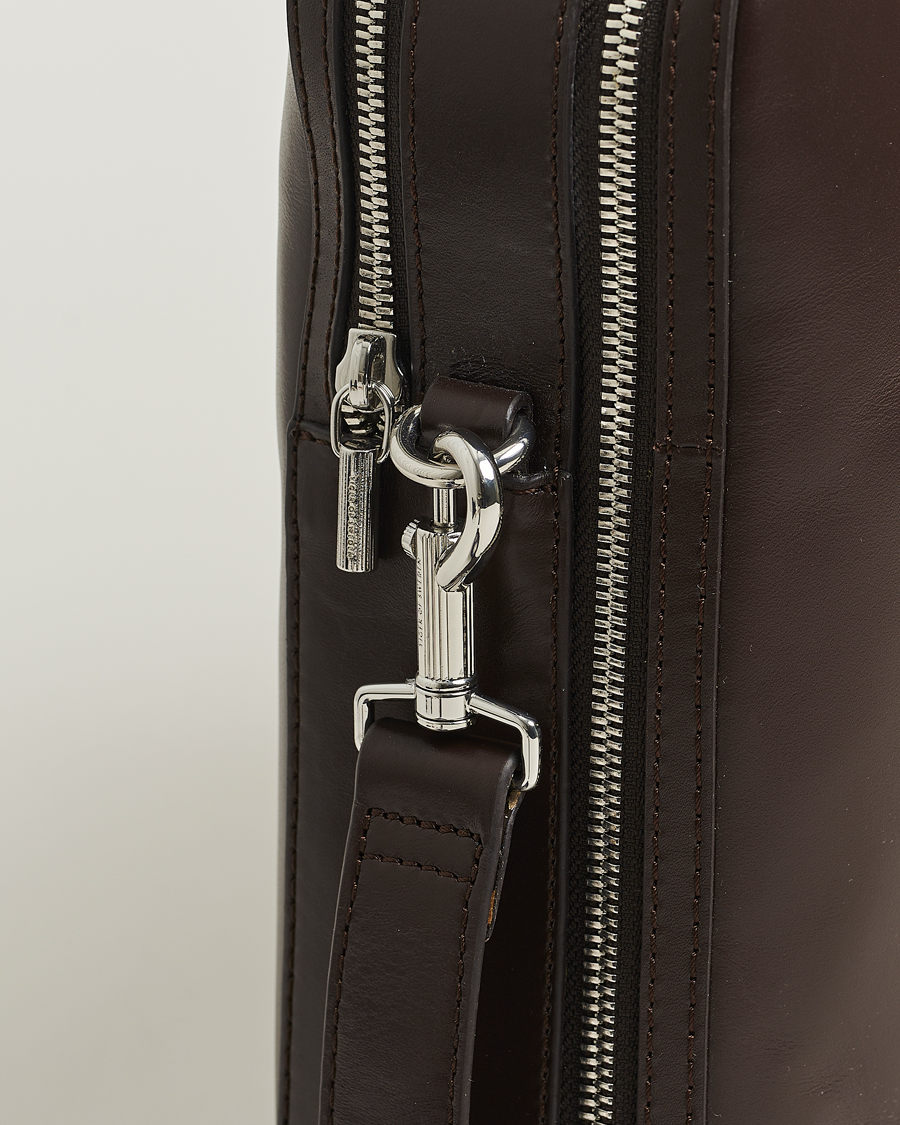 Men | Bags | Tiger of Sweden | Valise Smooth Leather Double Zip Briefcase Dark Brown
