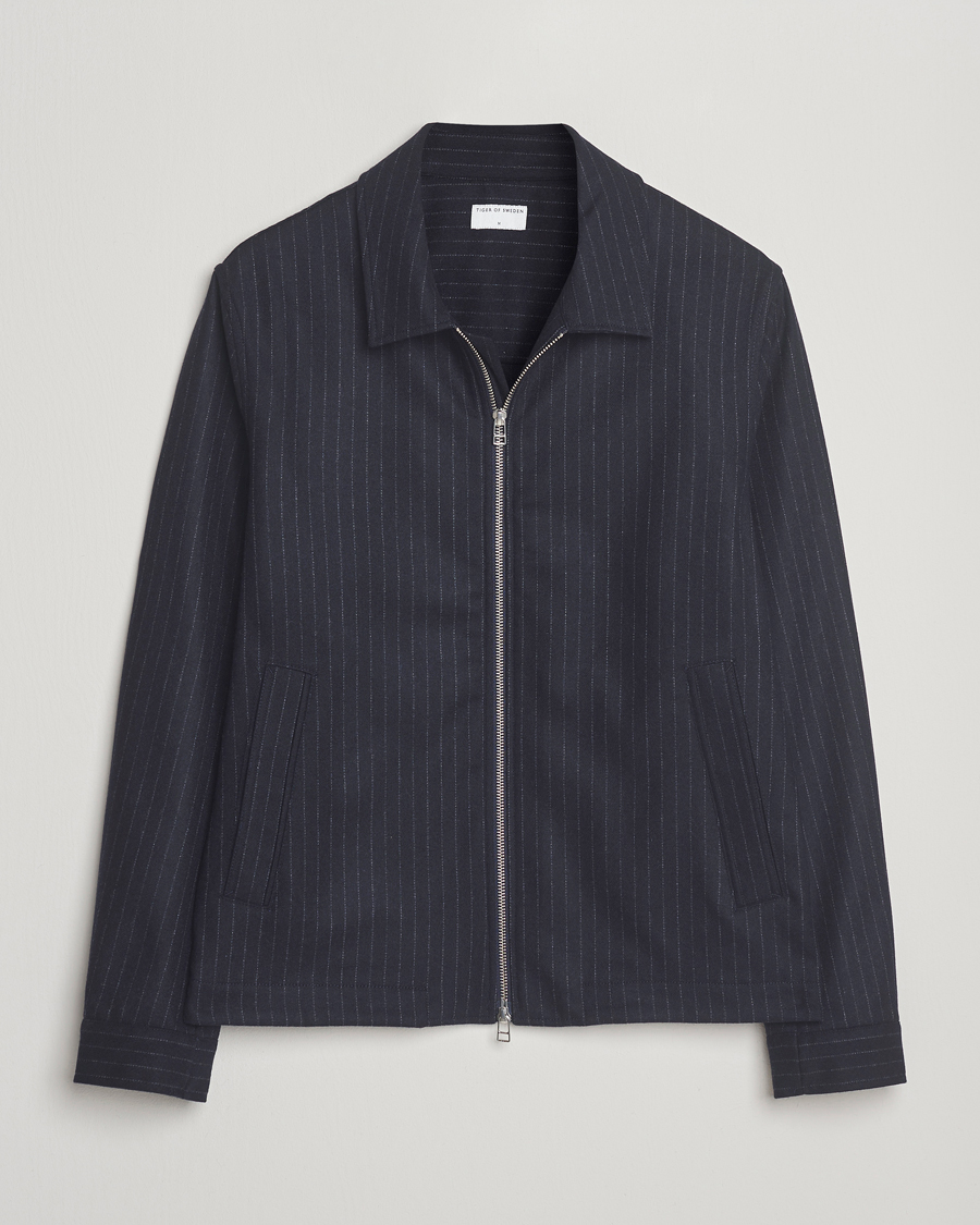 Men | Coats & Jackets | Tiger of Sweden | Barnaby Wool Pinstriped Jacket Blue Function