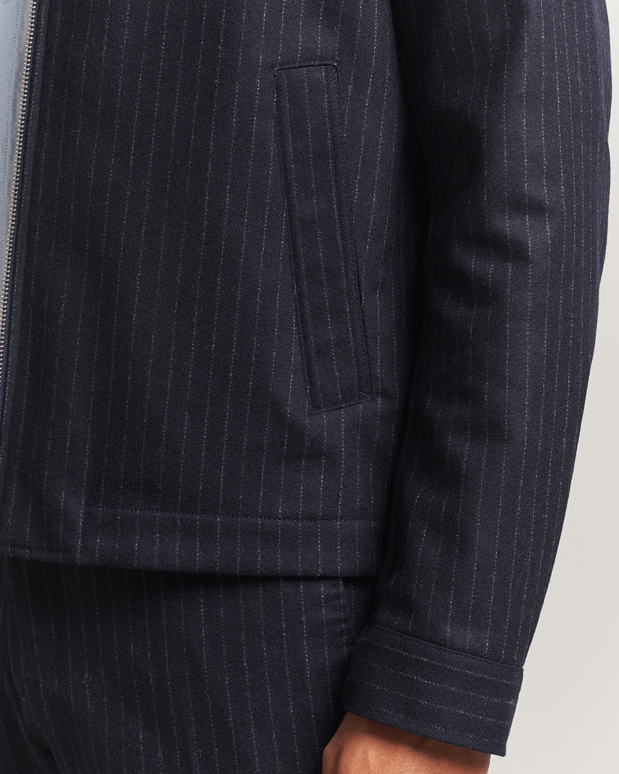 Men | Coats & Jackets | Tiger of Sweden | Barnaby Wool Pinstriped Jacket Blue Function