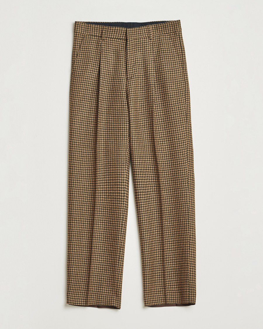 Men | Trousers | Tiger of Sweden | Todne Swedish Wool Dogtooth Trousers Brown Olive