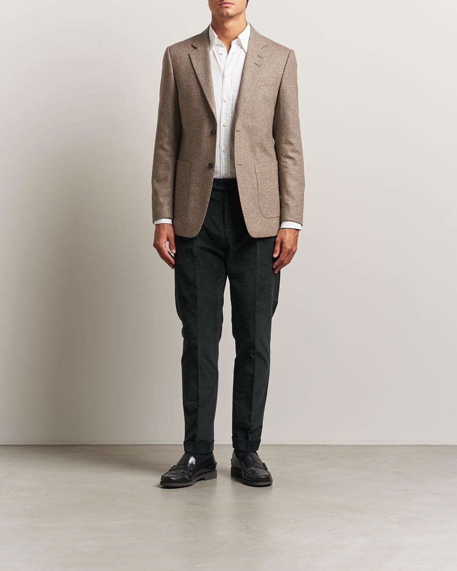 Men | Trousers | Tiger of Sweden | Tenuta Pleated Corduroy Trousers Midnight Green
