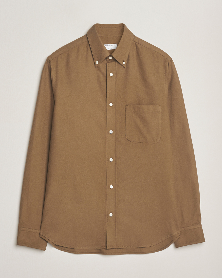 Men | Shirts | Tiger of Sweden | Bjorn Brushed Twill Shirt Old Wolf