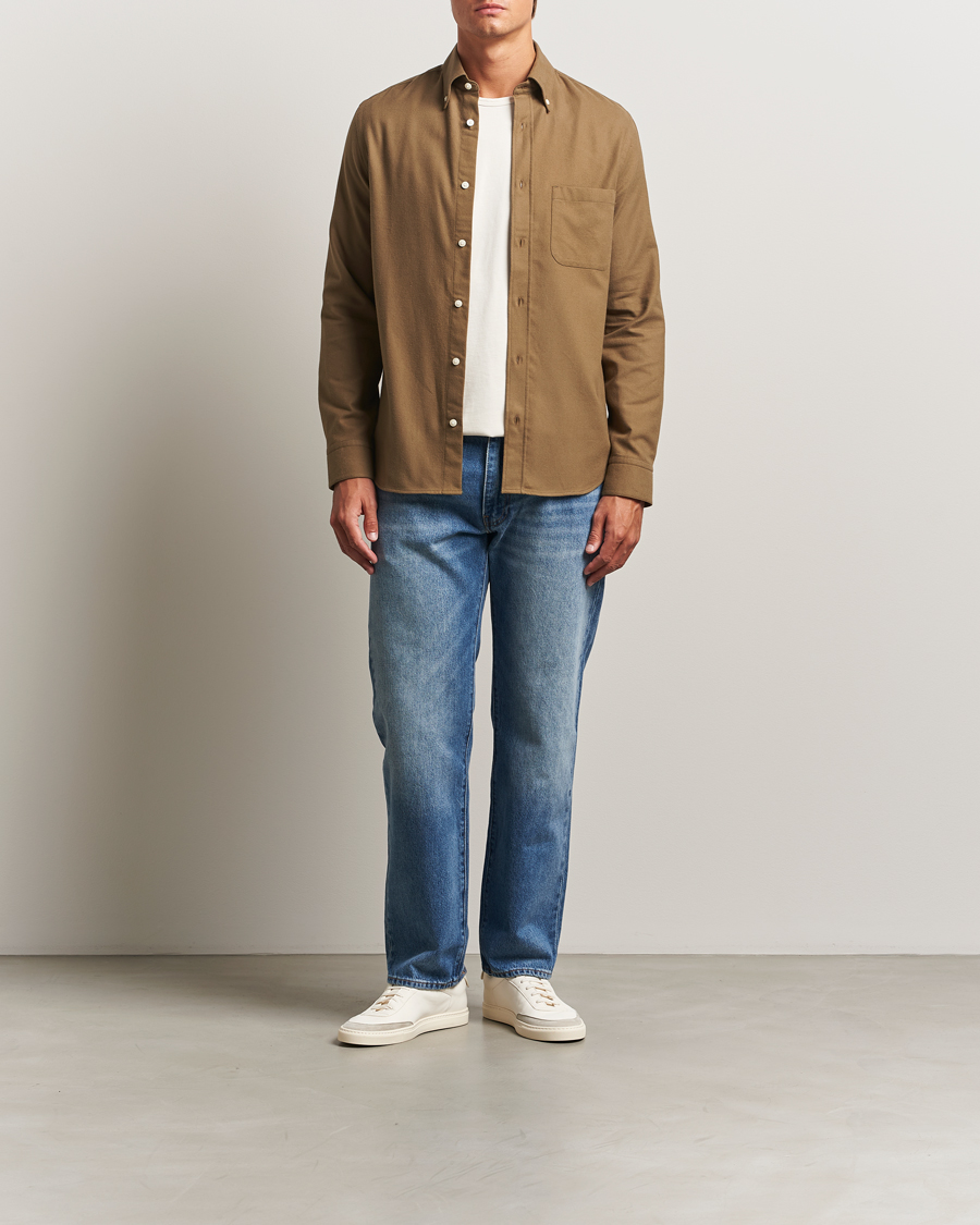 Men | Shirts | Tiger of Sweden | Bjorn Brushed Twill Shirt Old Wolf
