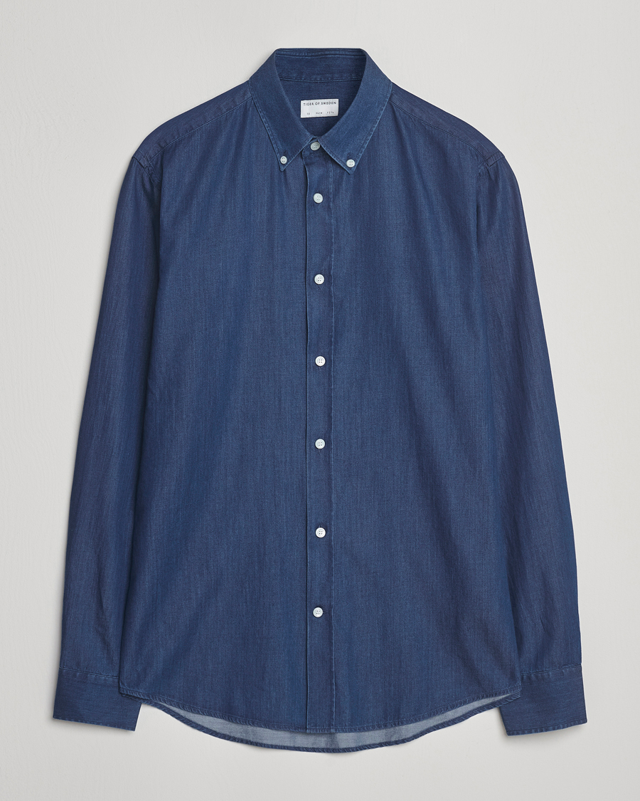 Men | Shirts | Tiger of Sweden | Adley Slim Fit Denim Shirt Medium Blue