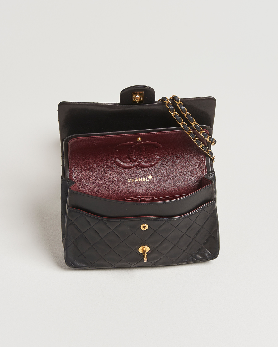 Men | Chanel Pre-Owned Classic Double Flap Medium Lambskin Black | Chanel Pre-Owned | Classic Double Flap Medium Lambskin Black