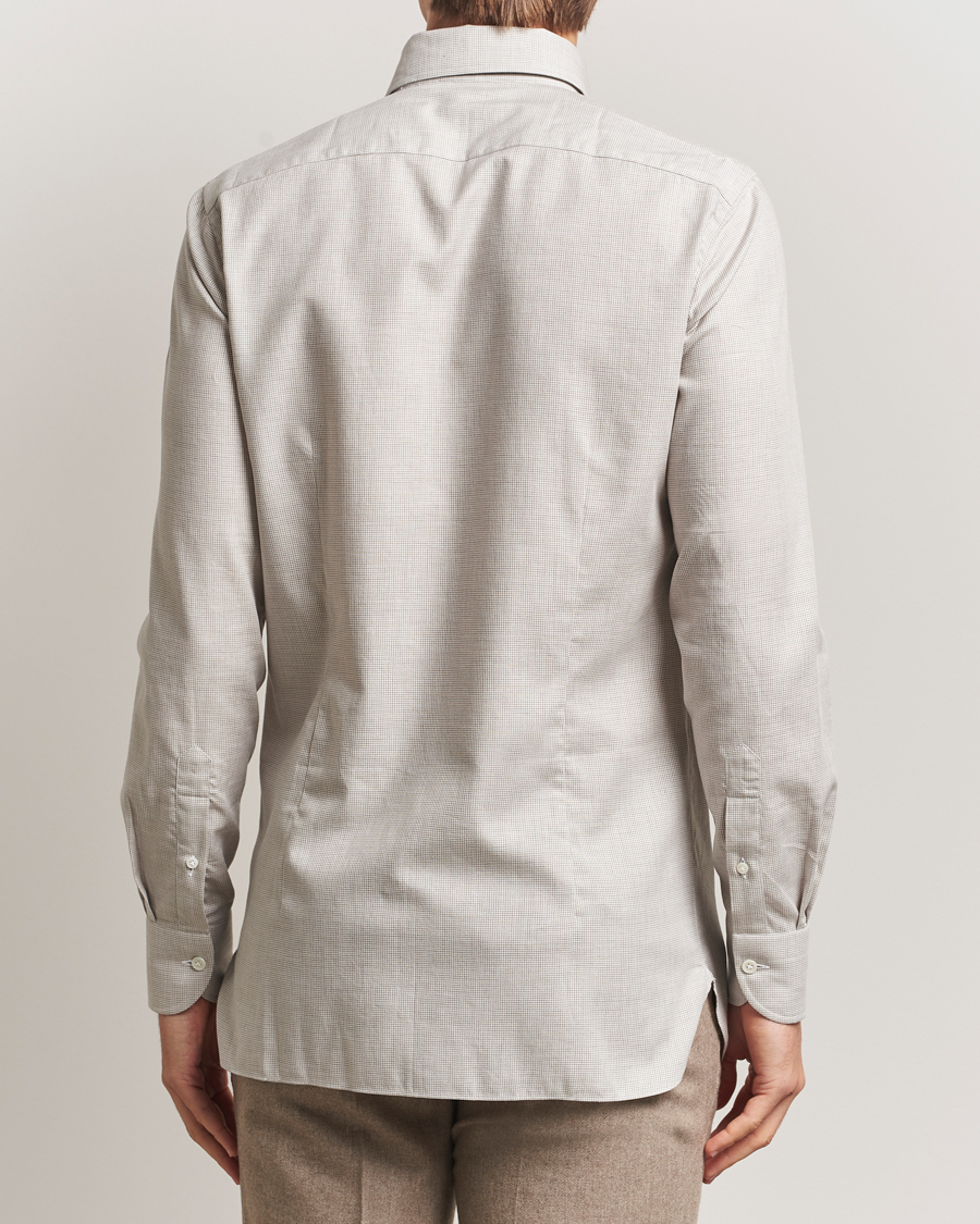 Men | Shirts | 100Hands | Micro Houndstooth Flannel Button Down Beige