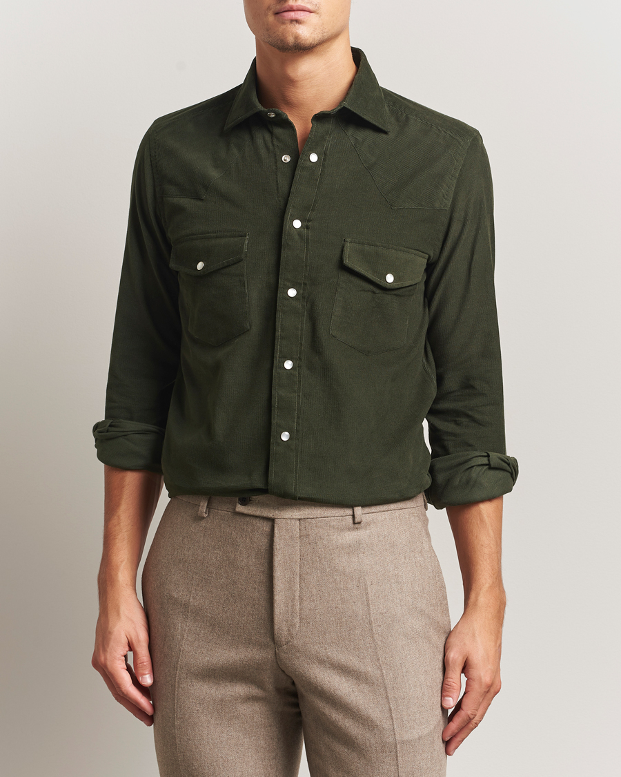 Men | Shirts | 100Hands | Western Cord Shirt Olive